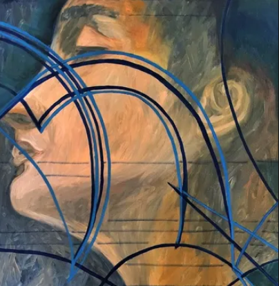 Tangled Up in Blue — oil painting by Dr. debi Story Maddox, 24 x 24 inches, Private Collection