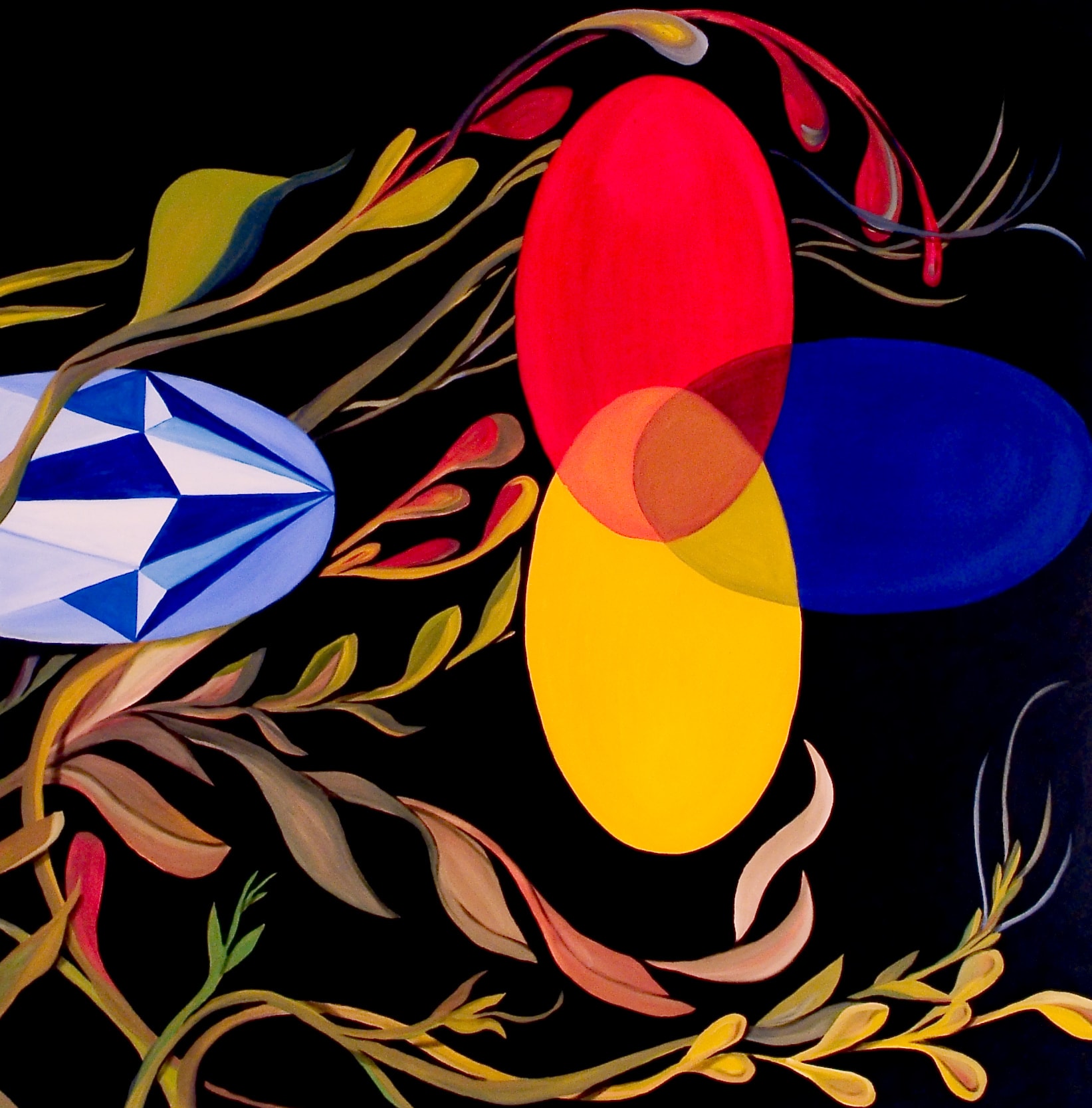 Symbiosis — Silica Series, oil painting by Dr. debi Story Maddox, 48 x 48 inches