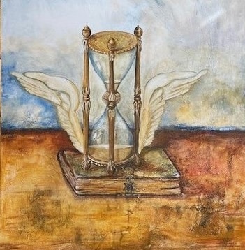 Time Flies — oil painting by Dr. debi Story Maddox, 24 x 36 inches, Private Collection