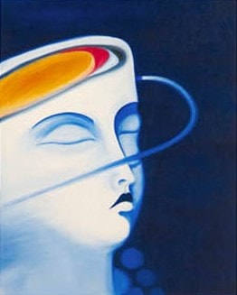 Time Out of Mind Series, From & To — oil painting by Dr. debi Story Maddox, 24 x 24 inches